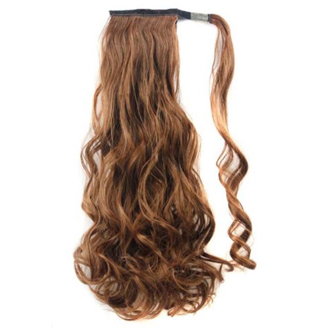Clip d'Extension de Cheveux Vague Longue Bouclée Réglable Crochet et Boucle Femmes Perruque Extension Queue de Cheval 4/30
