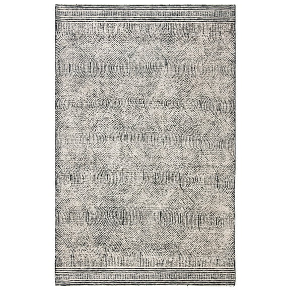 SAFAVIEH Abstract Caelestinus Ogee Wool Area Rug, Ivory/Charcoal, 4' x 4' Square