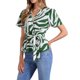thumbnail image 4 of BLUSA ELEGANTE CHIC con Volantes para Mujeres, Cuello en V, Cintura Elástica, Talla XL, Verde Blanco, 4 of 6