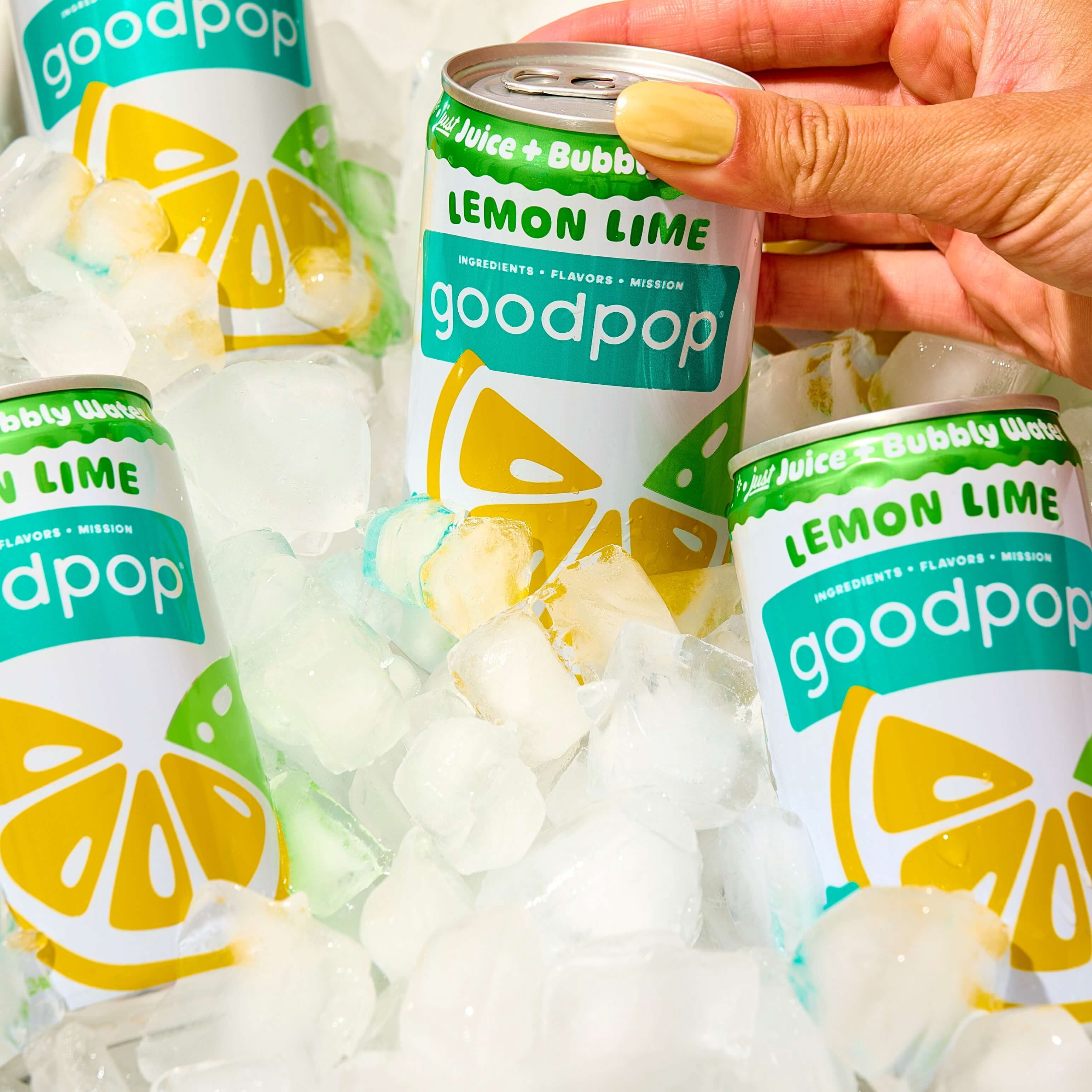 GoodPop Just Juice + Bubbly Water Mini Cans Lemon Lime 7.5 fl oz 6 pk