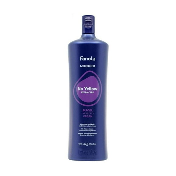 Fanola Wonder No Yellow Mask | Vegan Anti Brass Colour Depositing Purple Mask | Hair Toner for Blonde, Silver, Gray, and Highlighted Hair (1000 ml)