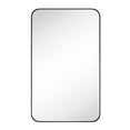 thumbnail image 2 of TEHOME Black Rectangle Recessed Bathroom Medicine Cabinet with Mirror Stainless Steel Metal Framed Rounded Rectangular Bathroom Cabinet with Mirror 16.5x27.5", 2 of 8