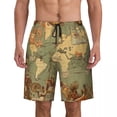 thumbnail image 1 of Men Board Shorts World Map Y2K Funny Swimming Trunks Colorful Geographic Quick Dry Trendy Large Size Beach Shorts, 1 of 5
