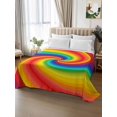 thumbnail image 3 of Queen Flat Sheet Only Colorful Rainbow Vortex Soft Microfiber Cooling Bedding Sheets Seamless Swirl Pattern Art Flat Bed Sheet, 3 of 9