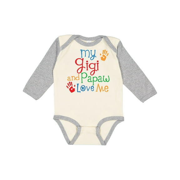 Inktastic Gigi and Papaw Love Me Grandchild Boys or Girls Long Sleeve Baby Bodysuit