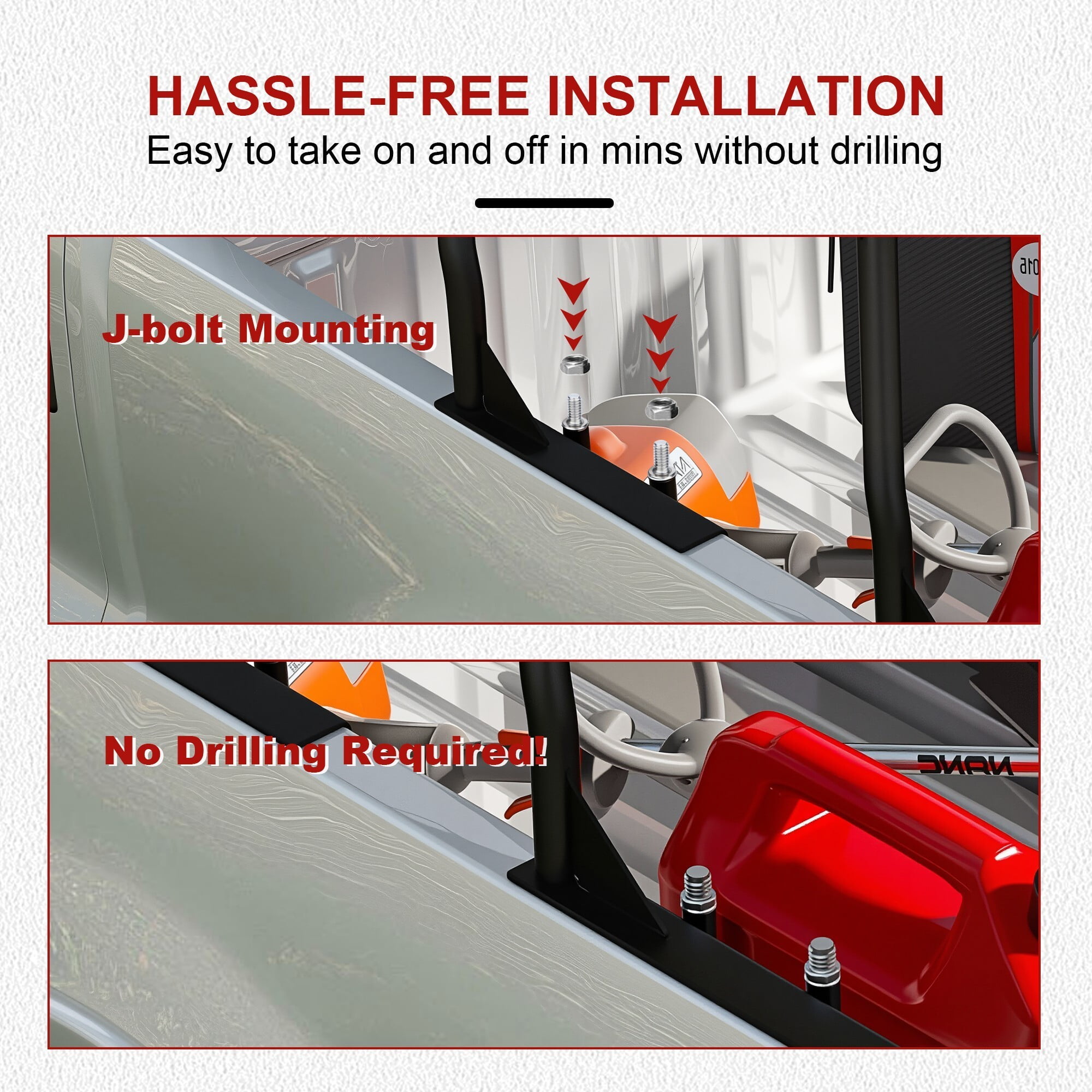 AENKYO Heavy-Duty 900LB Capacity Truck Ladder Rack | No Drill, Adjustable Clamp-On Design | Fits 46"-71" Pickup Beds