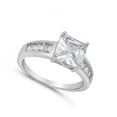 thumbnail image 4 of CHOOSE YOUR COLOR Square Princess Cut Solitaire Clear CZ Ring .925 Sterling Silver Band White Female Size 5, 4 of 4