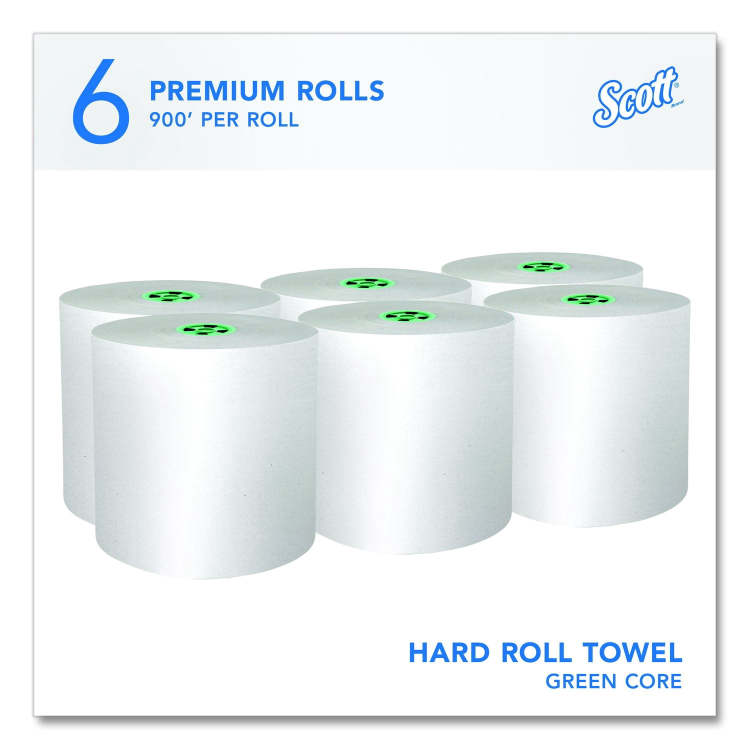 Scott® Pro Hard Roll Paper Towels with Absorbency Pockets for Scott Pro Dispenser, Green Core Only, 1-Ply, 7.5" x 900 ft,6 Rolls/CT