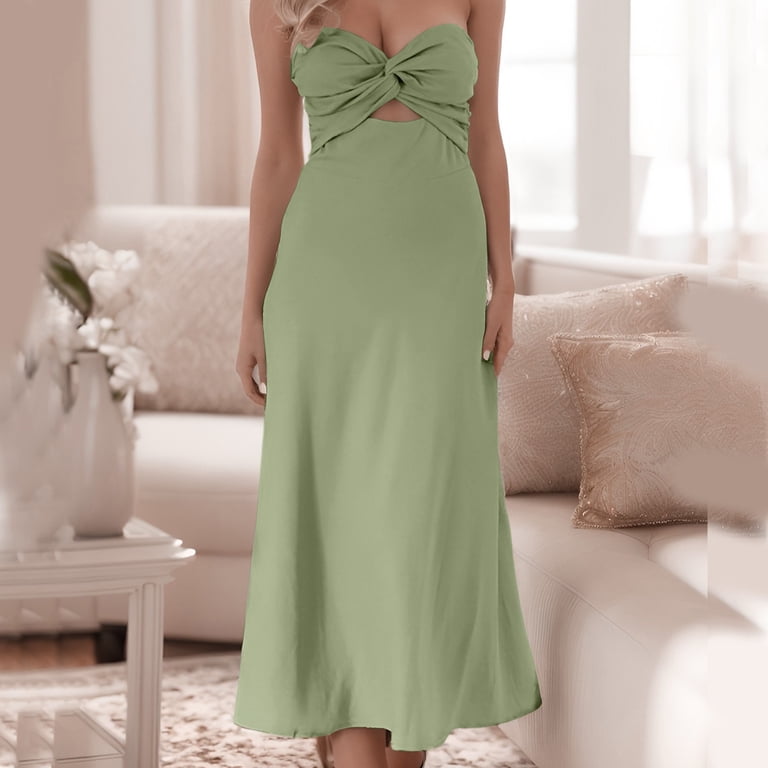 knee length dresses for ladies Madi Linen Sweetheart Neck Midi Dress main image 1