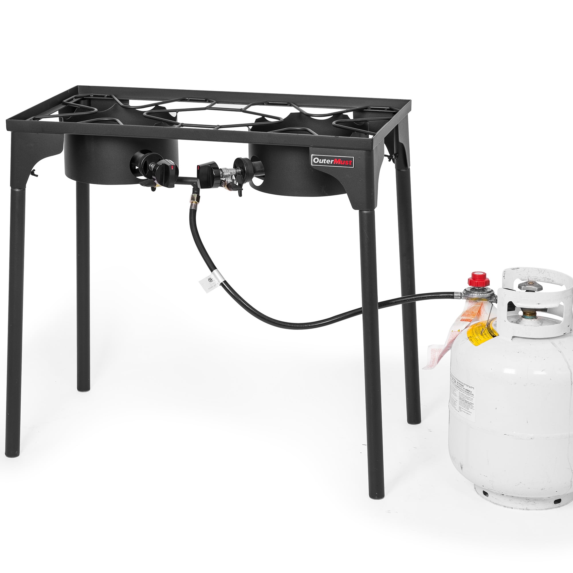 OuterMust 2 Burner Propane Gas Stove with 0-3 PSI Adjustable Regulator and Removable Legs Gas Burners for Cooking Perfect for Home Brewing, Seafood Boil and Camping