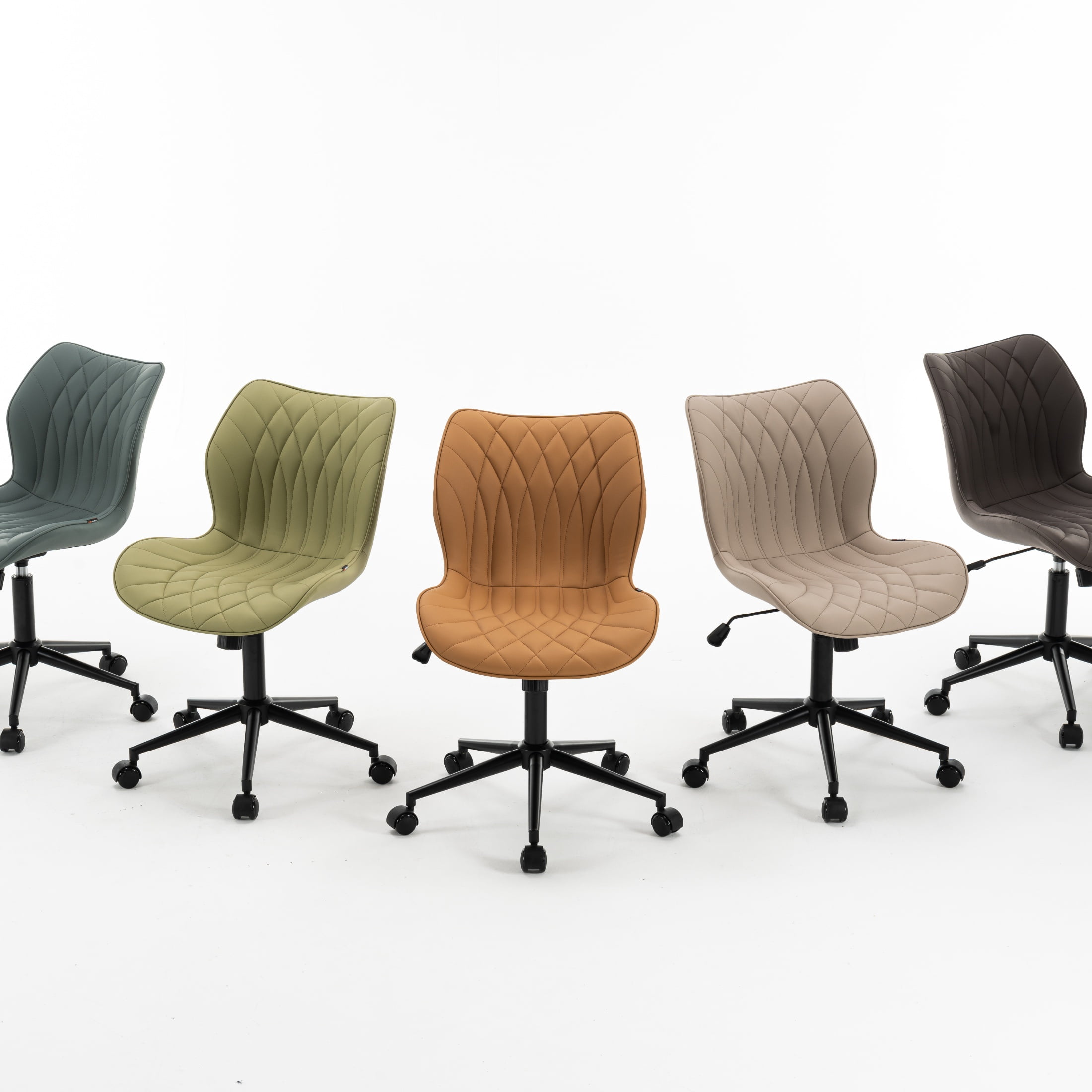 Kidol & Shellder PU Leather Desk Chair, Adjustable Swivel Office Chair, Upholstered Modern Task Chair with Wheels, Ergonomic Swivel Chair, High Back Chair, Camel