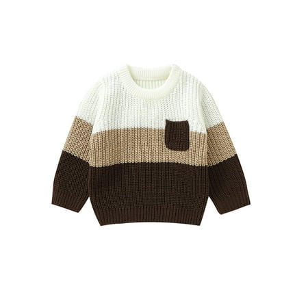 

Merqwadd Baby Boys and Girls Knit Sweater in Contrast Color with Warm Crew Neck Pullovers