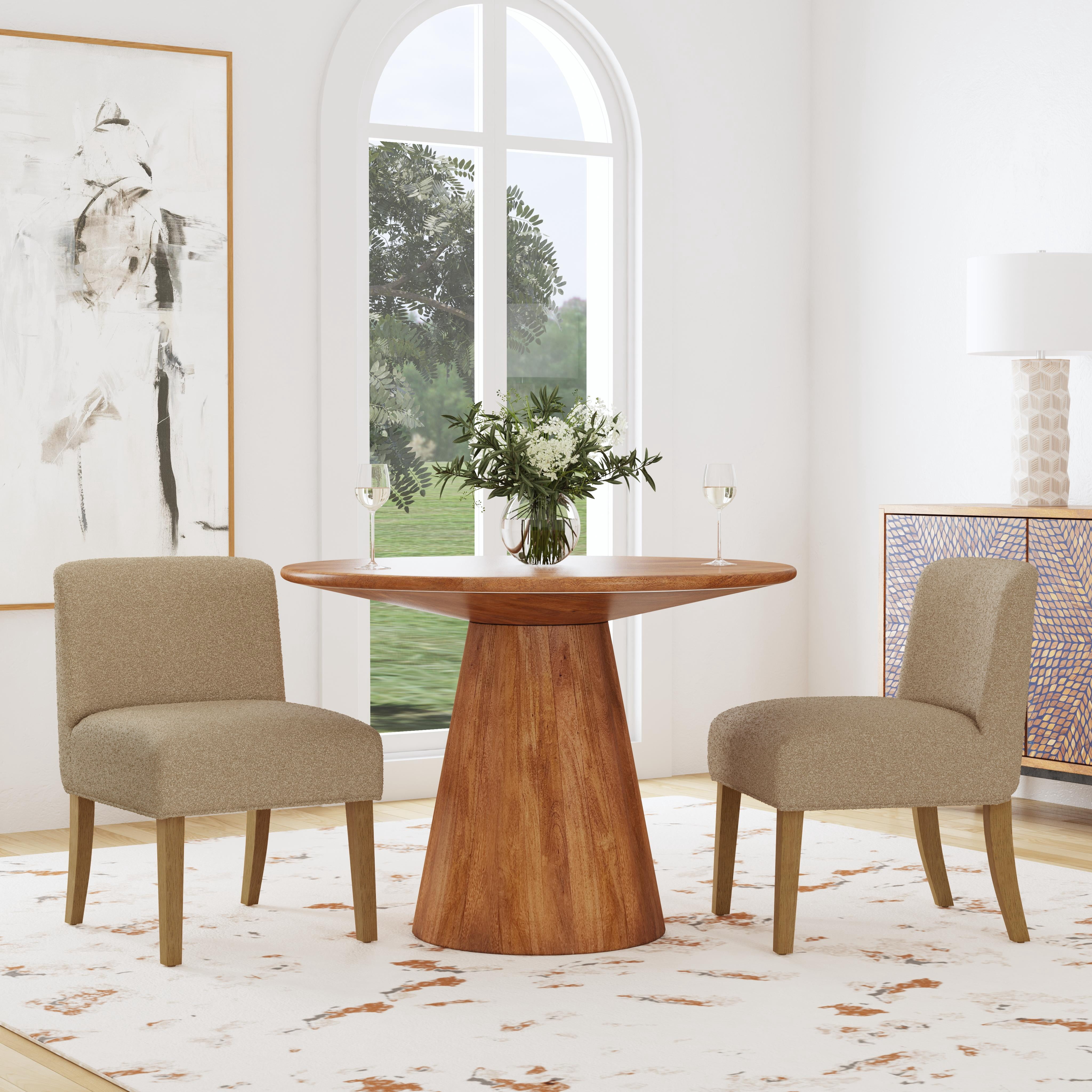 HomePop Mid-Back Upholstered Dining Chair, Brown Boucle