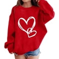 thumbnail image 2 of UACY Girls Preppy Heart Sweatshirts Cute Oversized Pullover Kid Valentines Day Graphic Crewneck Athletic Sweaters with Pocket ﻿ (Red, 13-14 Years), 2 of 8