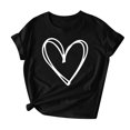 thumbnail image 4 of fatyb T Shirts for Women Heart Printed Crewneck Loose T-Shirts Casual Short Sleeve Womens Graphic Tees, 4 of 4
