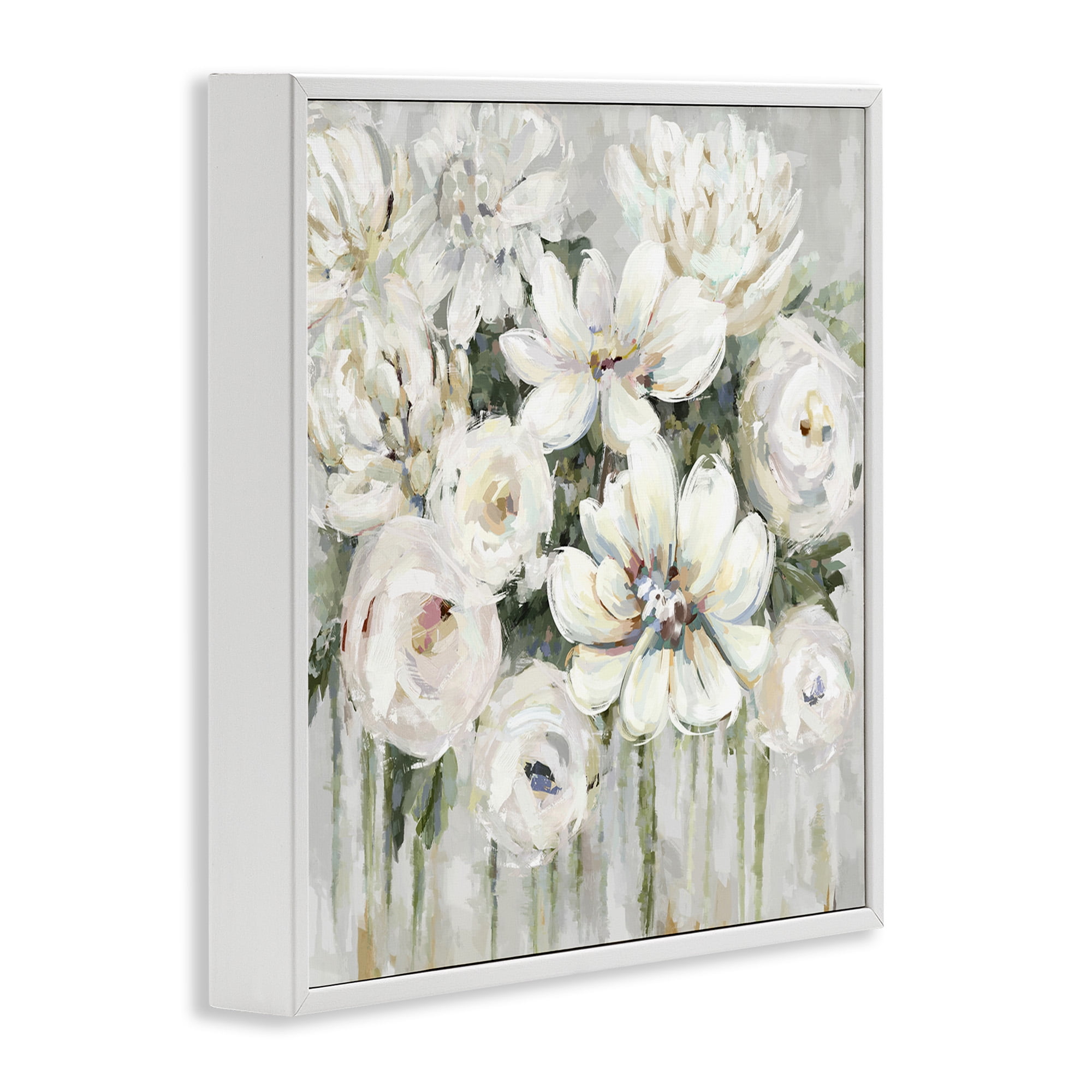 Stupell Industries Abstract Bouquet with Greenery Botanical & Floral Painting White Framed Art Print Wall Art, 12 x 12