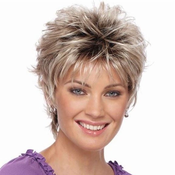 Short Curly Wig for Women Fluffy Gradient Natural Volume Comfort Cap