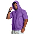 thumbnail image 3 of IAJDKMEK Men's Short Sleeve Hoodie - Lightweight Casual Top, Retro Hooded Shirt for Men, Soft Breathable Everyday Essential Shirt,Purple S, 3 of 9