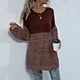 thumbnail image 5 of Sudaderas con capucha para mujer,Camisa de punto patchwork para mujer, top informal de manga larga, mezcla de poliéster, corte holgado, cuello redondo, para usar en casa, sopatenor, 5 of 9
