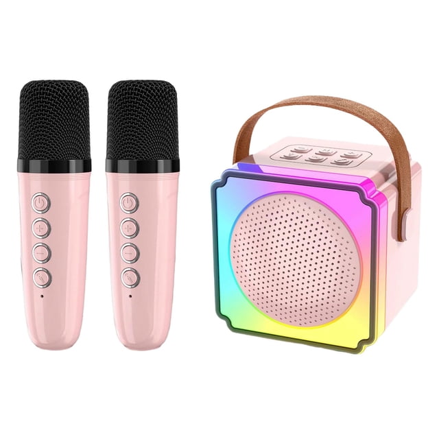 Glistenwing Mini Karaoke Machine Featuring Voice Changer Technology And Wireless Microphones For Portable Singing Entertainment