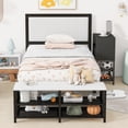thumbnail image 2 of Euroco Metal Twin Size Platform Bed with Storage Shleves and Ottoman, Black, 2 of 9