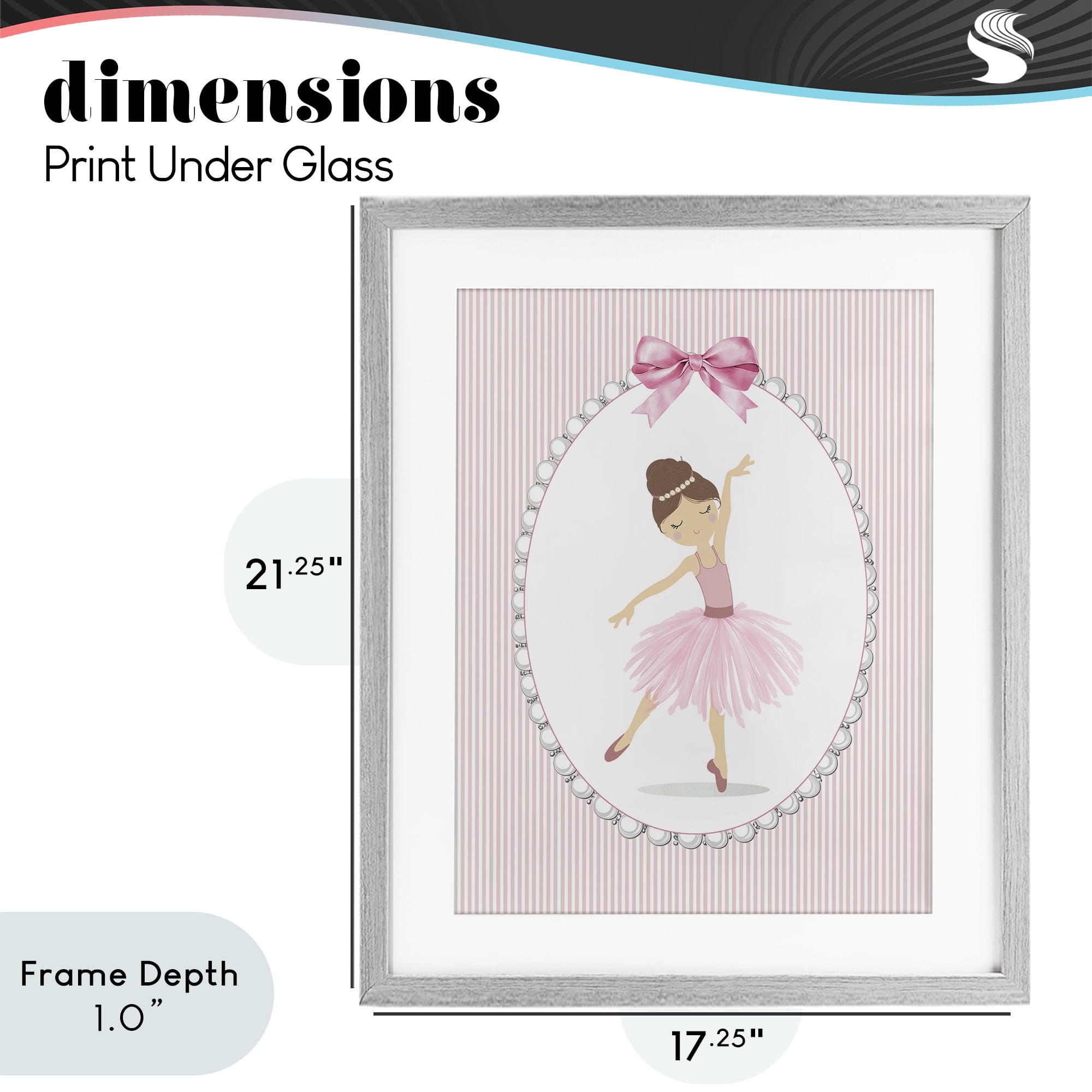 Stupell Industries Delicate Dance on Stripes Gray Framed Print Under Glass, design by Christine Simpson Art