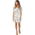 thumbnail image 4 of Fridja Robe pour Femmes Impression Personnalisée Longueur Genou Manches Courtes Robe Drapée, 4 of 9