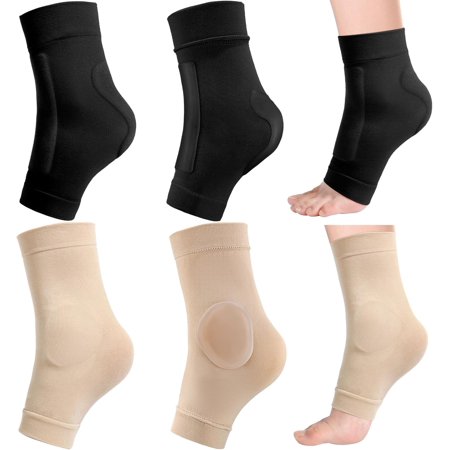 WQBLQH 2 Pairs Ice Skating Socks for Women Tendon Heel Ankle Protector Padded Guards Ankle Sleeve Pad ski Splints Black Color Medium