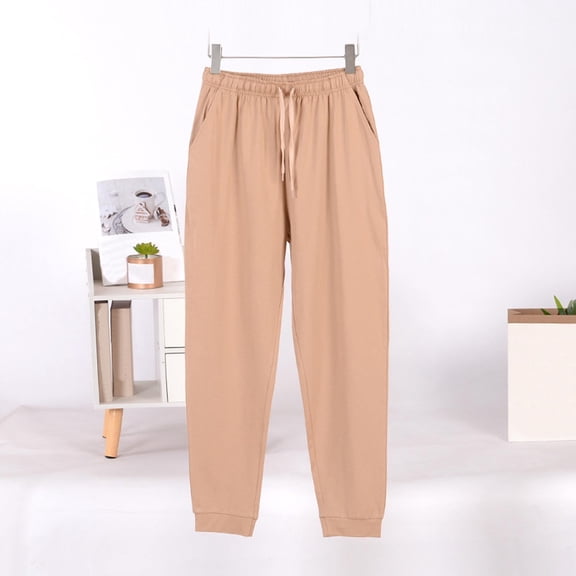 lmcalzta Mens Cotton Joggers Drawstring Sweatpants Lightweight Bottom Comfy Pajama Pants with Pocket,L-4XL