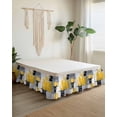 thumbnail image 2 of Abstract Mottled Bed Skirt King Size 16" Drop Retro Yellow Gary Stitching Ruffled Wrap Around Bed Skirts Adjustable Elastic Bedskirt Dust Ruffle for King Size Bed, 2 of 7
