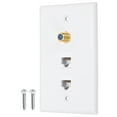 thumbnail image 1 of 2 Cat 6 Ethernet Wall Plate,3 Port F-Plug RJ45 Key-stone Jack Wall Plates, White, 1 of 6