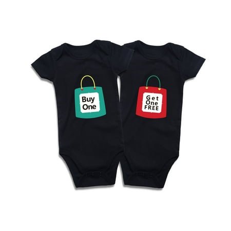 DEFAHN Funny Twins Baby Bodysuits Boys Girls Rompers 2 Pack Twin Matching Clothes Outfits for Newborn Infant (Black 01, 3-6 months)