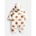 thumbnail image 2 of Wonder Nation Baby Teddy Fleece Pram with Hood, Sizes 0M-9M, 2 of 3