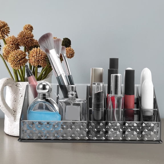 AURARMLET Black Acrylic Cosmetic Organizer Stand for Bathroom Vanity with Sleek and Elegant Finish