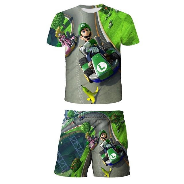 Traje de baño para niños de 1 a 14 años, traje de baño de dos piezas de Super Mario para niños, traje de surf para niños, pantalones de playa de dibujos animados para niños 160 heqiyong CONDUJO