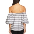 thumbnail image 2 of 1.STATE Womens Striped Off the Shoulder Blouse, White, Medium, 2 of 2