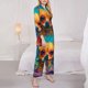 thumbnail image 3 of Balery Colorful Textured Chihuahua Conjunto de Pijama con Estampado para Mujer, Conjunto de Dos Piezas con Manga Larga, Ropa de Dormir Suave con Bolsillos, Pijamas Cómodos-Large, 3 of 7