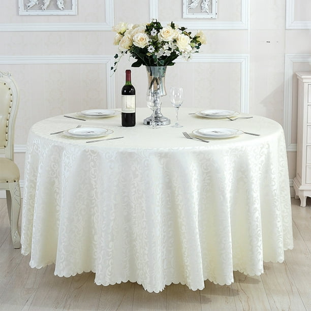 Mantel redondo para bodas y fiestas | Mantel de poliéster de 180 cm con diseño jacquard | Resistente a las manchas y al agua | Beige, rojo, azul, negro y rosa