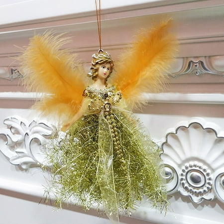 

TALKVE Simple lightweight and wear resistant Christmas Feather Angel Doll Hanging Xmas Tree Pendants Ornaments Home Decor