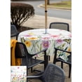 thumbnail image 5 of Outdoor Tablecloth with Umbrella Hole for Patio/Picnic/Party/Camping, Pink Spring Floral Waterproof Table Cloth Square Cover Washable, Butterfly Wooden Farmhouse Art (54"x 54"), 5 of 9