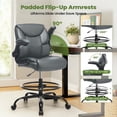 thumbnail image 5 of JONPONY Tall Office Chair for Standing Desk, Ergonomic High Leather Executive Office Chair with Flip-up Armrest,and Adjustable Foot Ring for Counter Height Desk,Grey, 5 of 13