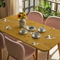 thumbnail image 3 of Japanese Style Table Cloths for 3 Foot Rectangle Tables, Vintage Art Cranes Ocean Wave Yellow Patio Waterproof Elastic Fitted Tablecloths, Washable Rectangular Table Cover for Camping, 3 of 8
