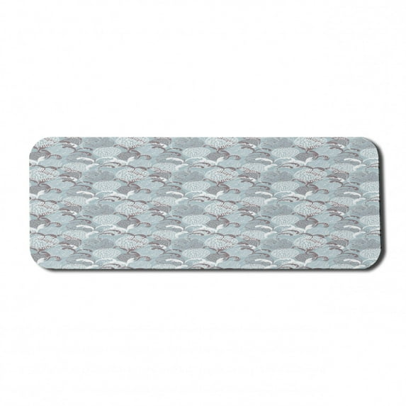 Floral Computer Mouse Pad, Soft Toned Spring Petals Ornamental Eco Shabby Form Herbs Classic Print, Rectangle Non-Slip Rubber Mousepad Large, 31" x 12", Taupe Baby Blue White, by Ambesonne