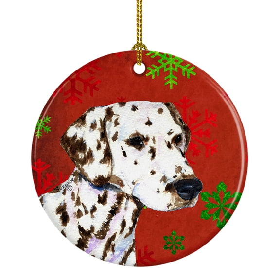 Dalmatian Red Snowflakes Holiday Christmas Ceramic Ornament SS4676