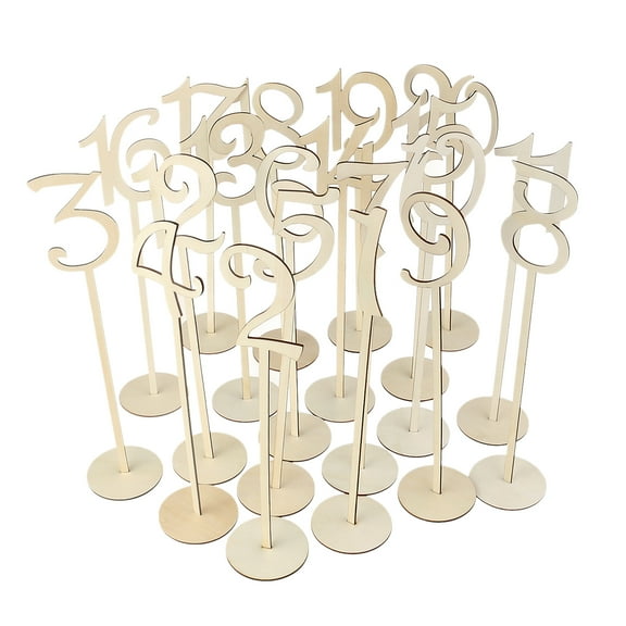 LABSERRON Self Stand Table Numbers Wooden Color for Wedding 20Pcs 14*3in
