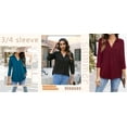 thumbnail image 6 of Fantaslook Womens Blouses Collared V Neck 3/4 Sleeve Shirts Business Casual Tops Work Blouse, 6 of 7