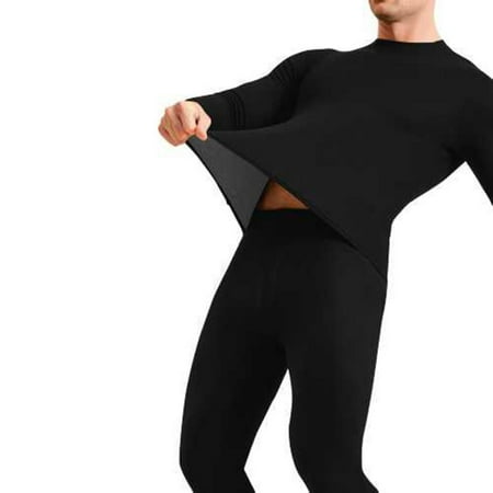 Dreluolixuan Mens Long Underwear Sets Fleece Lined Soft Leggings Hunting Gear Base Layer Wool Winter Cold Weather Camping Top and Bottom Sets