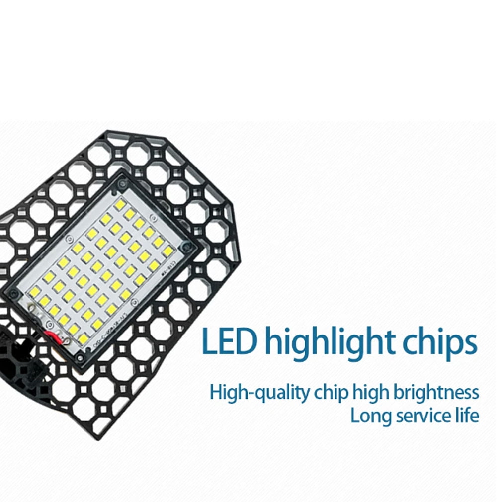LED garage lamp folding three -leaf light E27 highlighten work lamp 60W deformed lighting can adjust angle of the workshop light bulb 110V  White