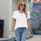 thumbnail image 5 of Blusas de Verano para Mujer, con Volantes, Corta, Cuello Redondo, Informales, Plisadas Al Frente, Básicas. XL, 5 of 9