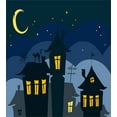 thumbnail image 3 of Halloween Duvet Cover Set, Old Town with Cat on the Roof Night Sky Moon and Stars Houses Cartoon Art, Decorative 3 Piece Bedding Set with 2 Pillow Shams, Queen Size, Black Yellow Blue, by Ambesonne, 3 of 3